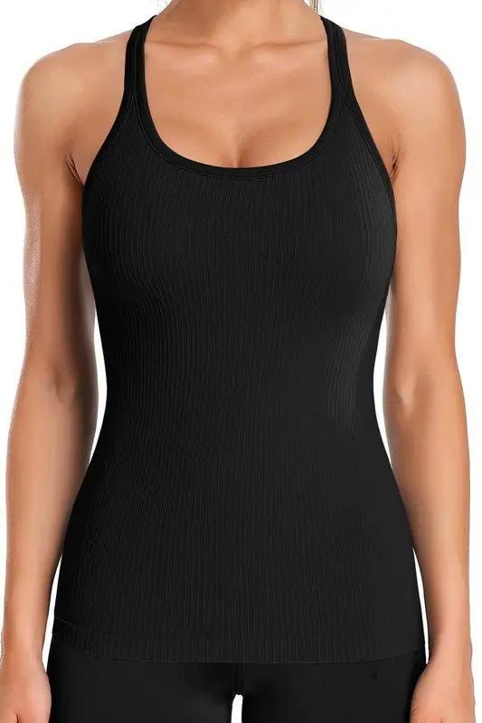 Ribbed Workout Tank Tops with Built in Bra for Women - Love Salve
